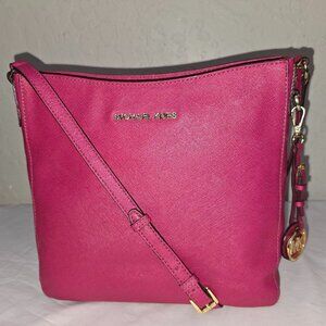 Michael Kors HOT PINK Saffiano Leather Slim Crossbody Shoulder Bag